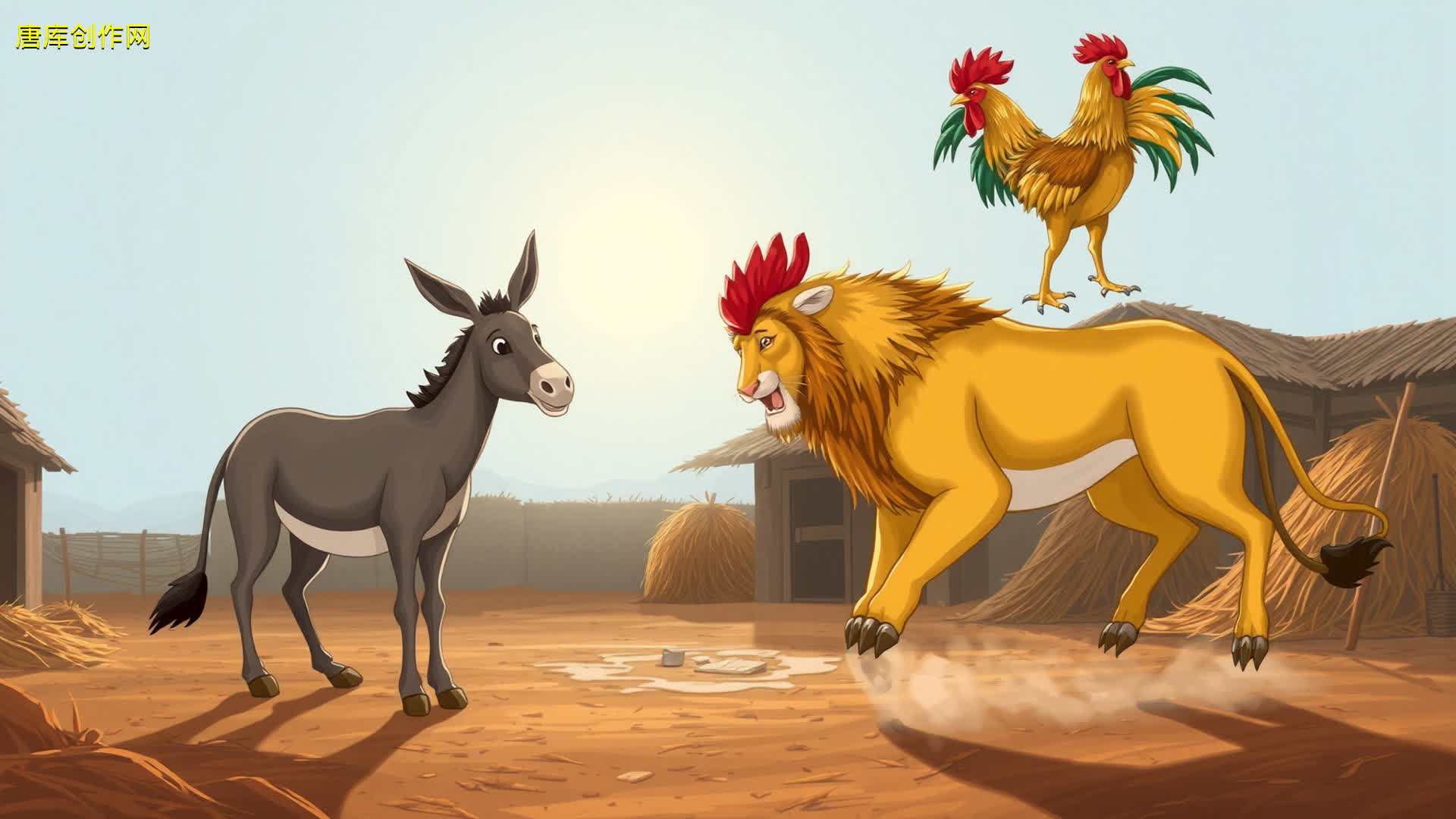 Chapter 107 The Ass, the Cock, and the Lion（驴、公鸡和狮子）.jpg